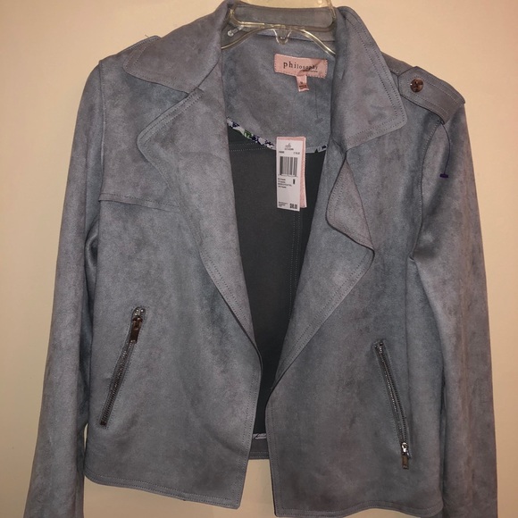 Philosophy Jackets & Blazers - philosophy light blue suede biker jacket